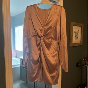 Anthropologie BHLDN Sabrina stretch satin long sleeve dress, size XL